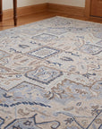 Unique Comfortable Blue Hand Knotted Wool Rug in a entryway