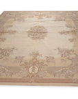 Vintage Aubusson Flat Weave Wool Rug, Beige Rose Bouquet