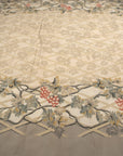 Vintage Aubusson Flat Weave Wool Rug, Grey Grapevine Trellis