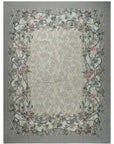 Vintage Aubusson Flat Weave Wool Rug, Grey Grapevine Trellis