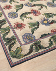 Vintage Aubusson Flat Weave Wool Rug, Ivory Garden Blossom