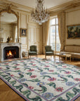 Vintage Aubusson Flat Weave Rug, Ivory Garden Blossom styled in a living room