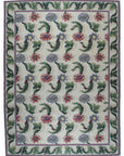 Vintage Aubusson Flat Weave Wool Rug, Ivory Garden Blossom