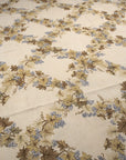 Vintage Aubusson Flat Weave Wool Rug, Ivory Grapevine Lattice