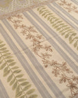 Vintage Aubusson Flat Weave Wool Rug, Lilac Grey Fern Stripe
