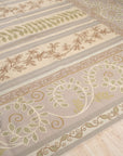 Vintage Aubusson Flat Weave Wool Rug, Lilac Grey Fern Stripe