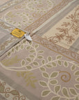 Vintage Aubusson Flat Weave Wool Rug, Lilac Grey Fern Stripe