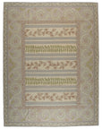 Vintage Aubusson Flat Weave Wool Rug, Lilac Grey Fern Stripe