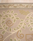 Vintage Aubusson Flat Weave Wool Rug, Lilac Grey Fern and Vine Stripe