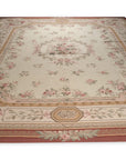 Vintage Aubusson Flat Weave Wool Rug, Louis Philippe Rose Wreath