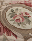 Vintage Aubusson Flat Weave Wool Rug, Louis Philippe Rose Wreath
