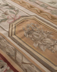 Vintage Aubusson Flat Weave Wool Rug, Louis Philippe Rose Wreath