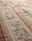 Vintage Aubusson Flat Weave Wool Rug, Louis Philippe Rose Wreath