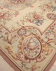 Vintage Aubusson Flat Weave Wool Rug, Louis XV Rosette Medallion