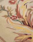 Vintage Aubusson Flat Weave Wool Rug, Louis XV Rosette Medallion