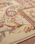 Vintage Aubusson Flat Weave Wool Rug, Louis XV Rosette Medallion