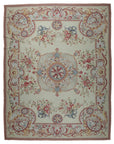 Vintage Aubusson Flat Weave Wool Rug, Louis XV Rosette Medallion