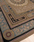 Vintage Aubusson Flat Weave Wool Rug, Neoclassical Compass Medallion
