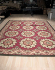 Vintage Aubusson Flat Weave Wool Rug, Raspberry Rosette
