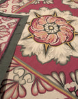 Vintage Aubusson Flat Weave Wool Rug, Raspberry Rosette