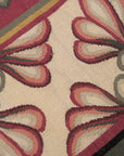 Vintage Aubusson Flat Weave Wool Rug, Raspberry Rosette