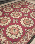 Vintage Aubusson Flat Weave Wool Rug, Raspberry Rosette