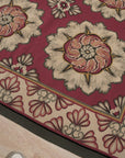 Vintage Aubusson Flat Weave Wool Rug, Raspberry Rosette