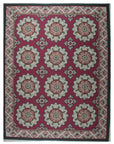 Vintage Aubusson Flat Weave Wool Rug, Raspberry Rosette