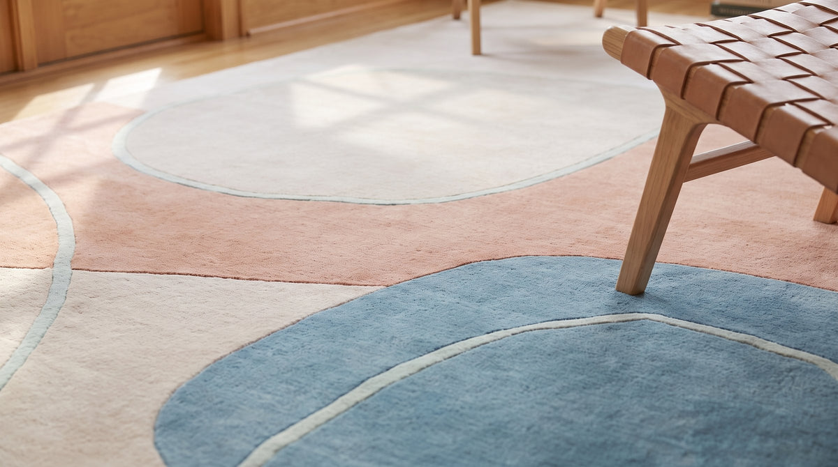 Yara Laine Multicolor Hand Tufted Wool Rug in a sunroom