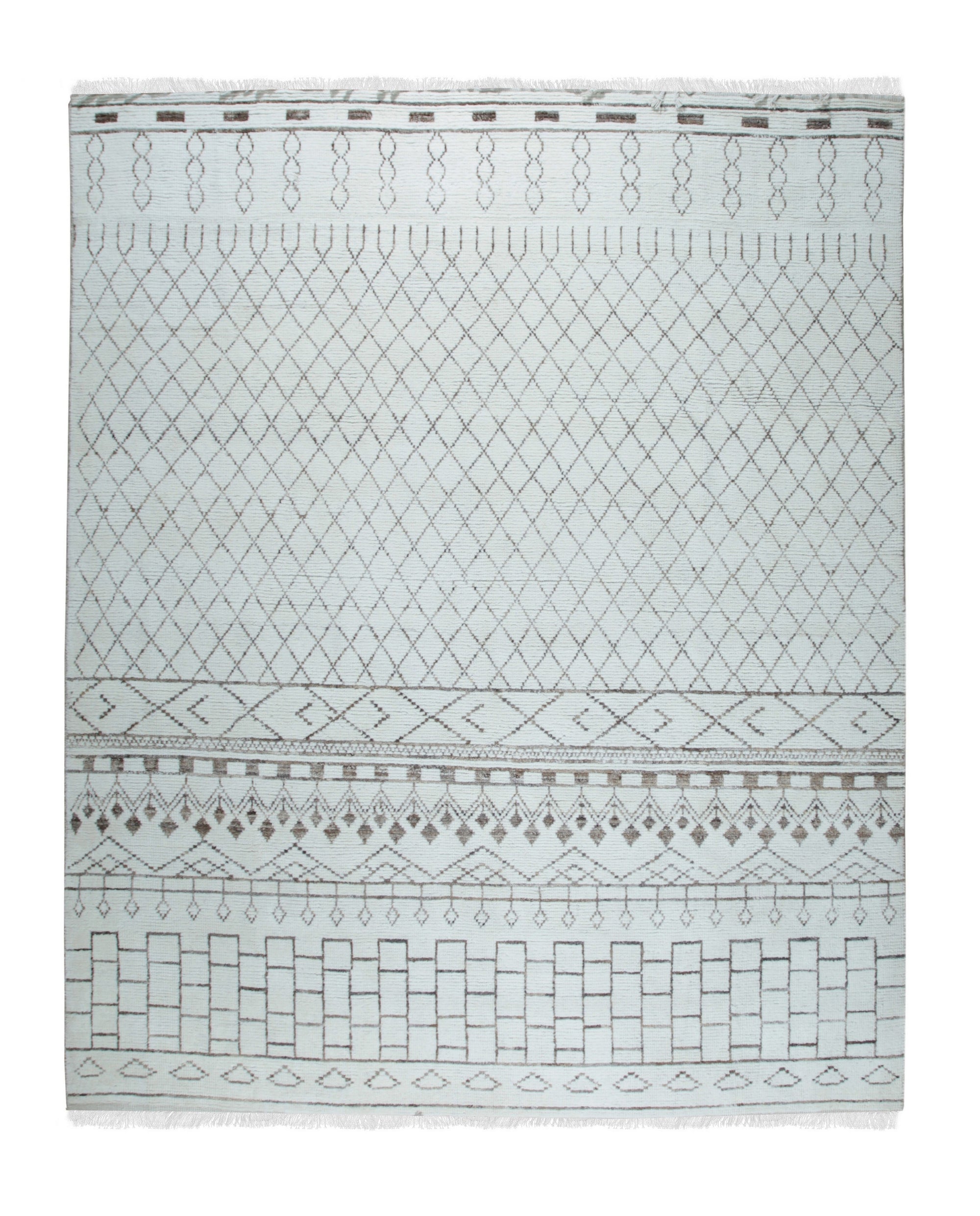 Ivory Hand-Knotted Moroccan Wool Rug