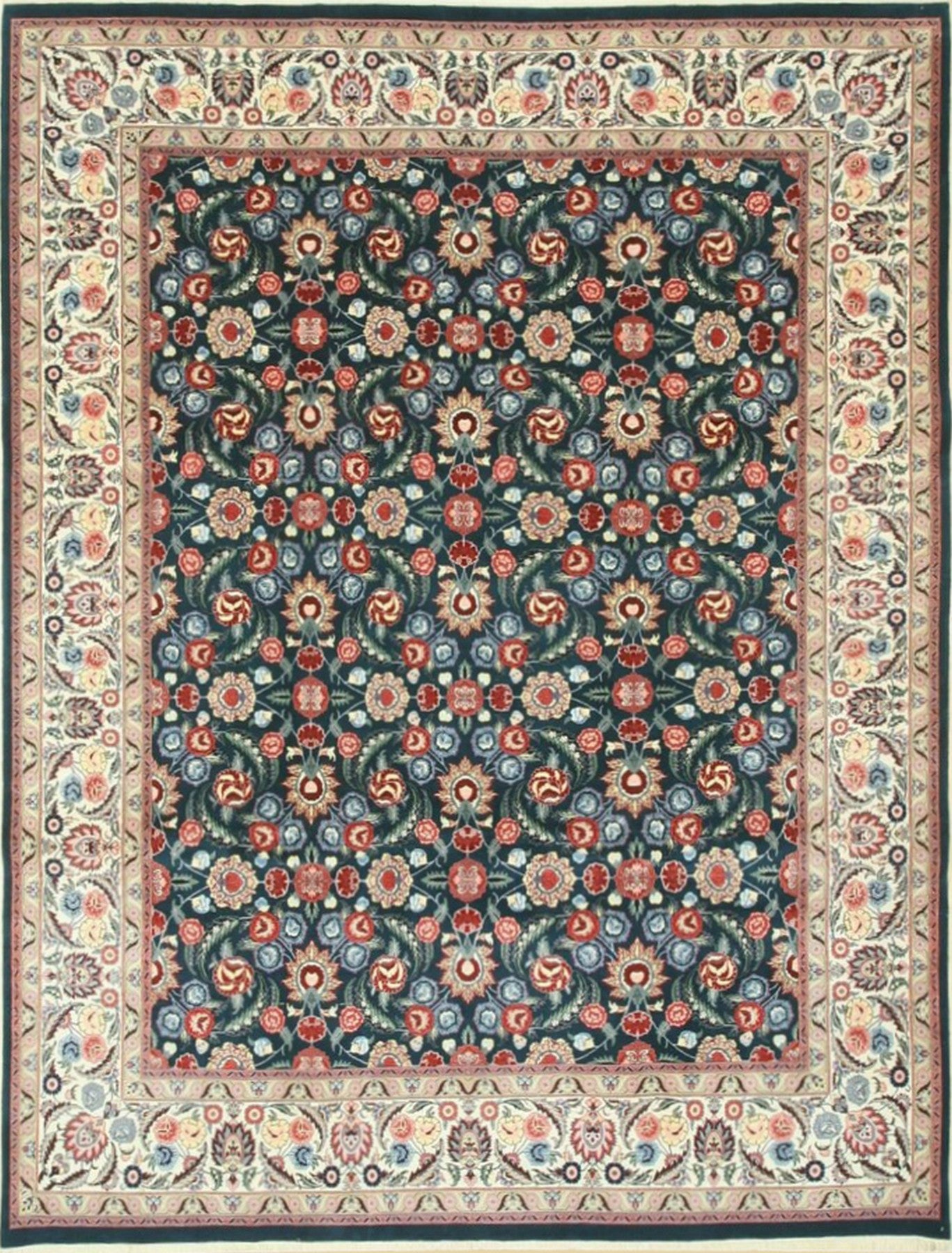 Emerald Garden Hand-Knotted Pak-Middle-Eastern Wool Rug