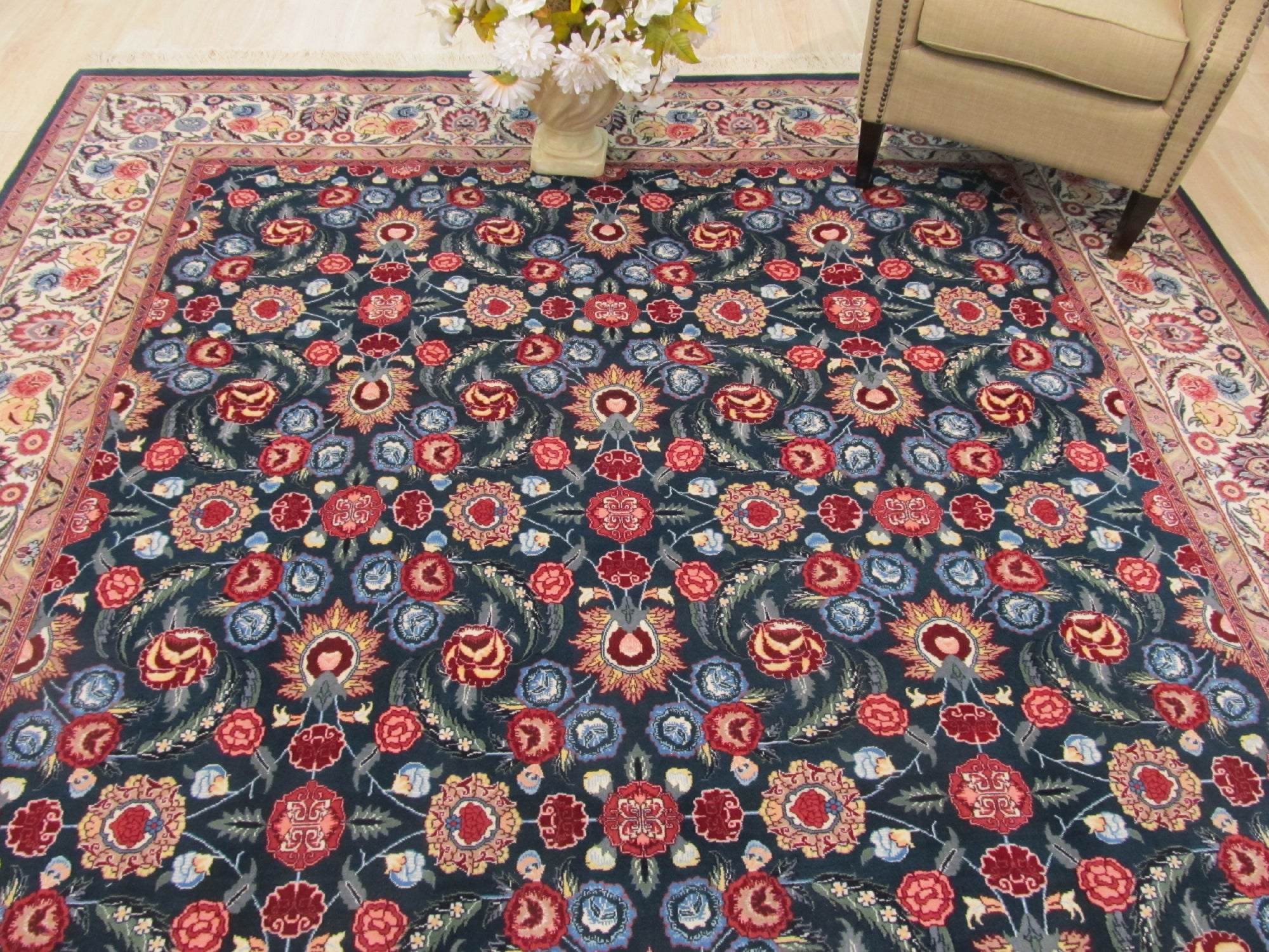 Emerald Garden Hand-Knotted Pak-Middle-Eastern Wool Rug