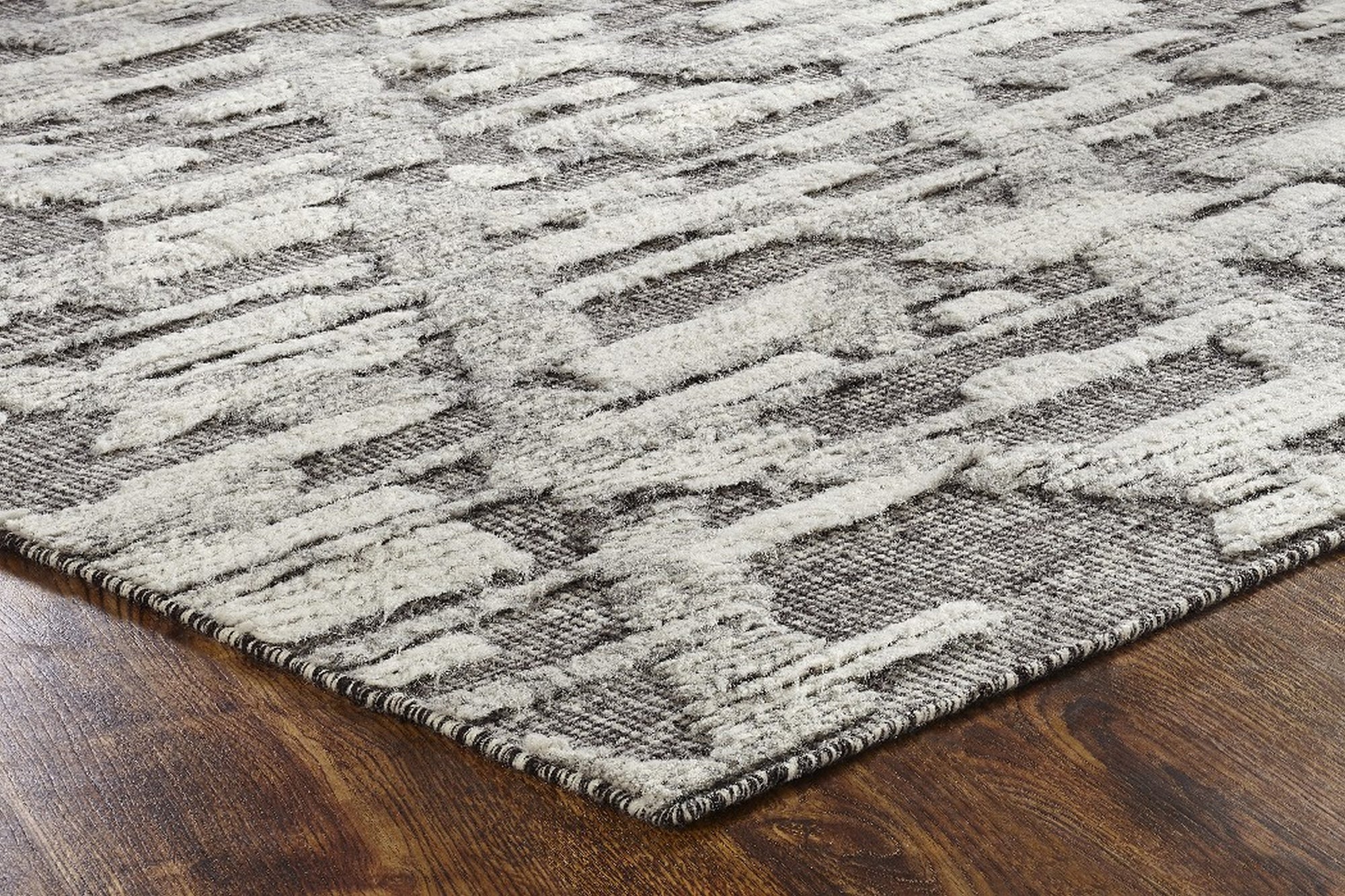 Modern Handmade Wool Ivory Geometric Rug