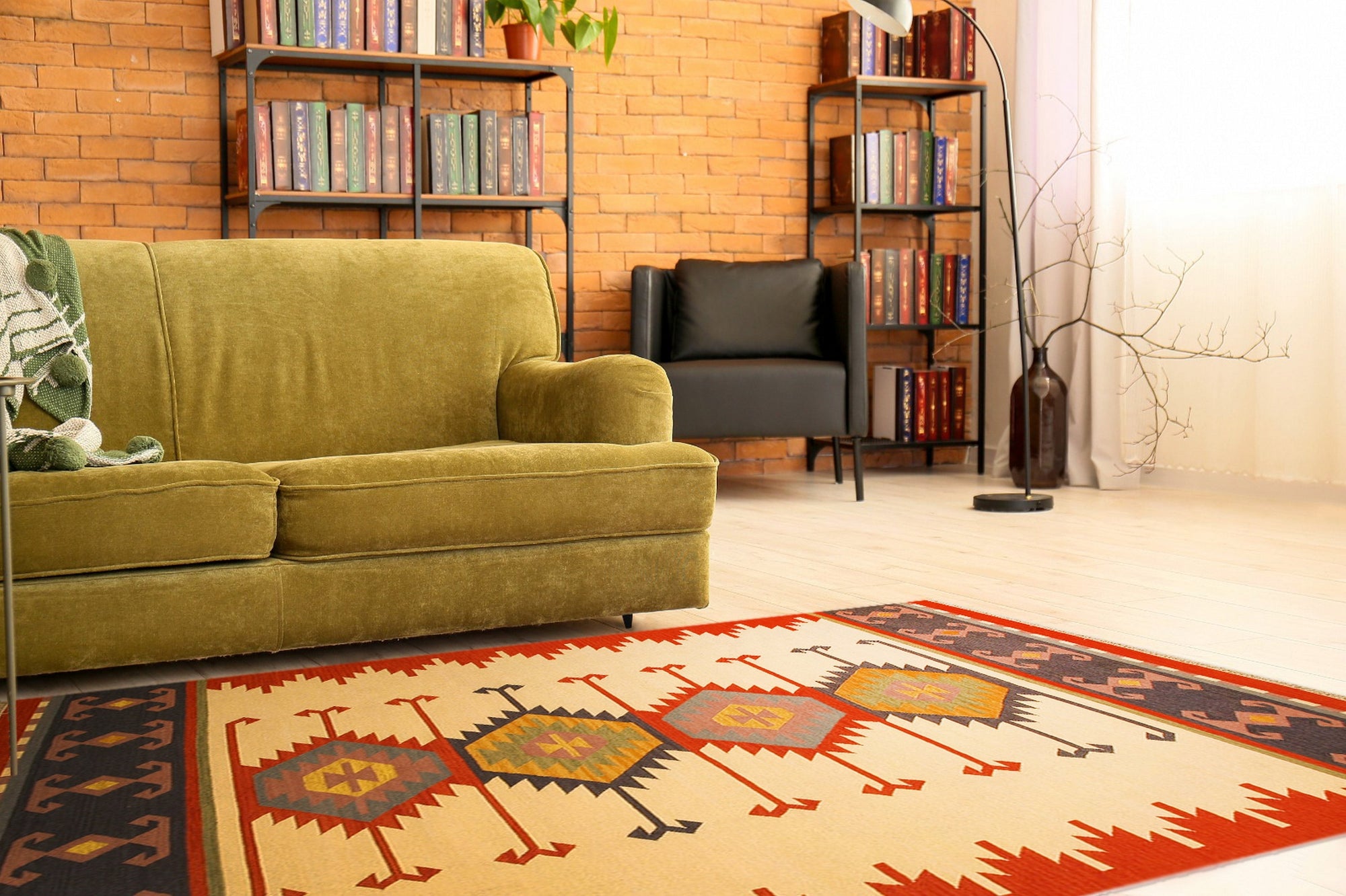 Keysari Geometric Kilim Wool Rug