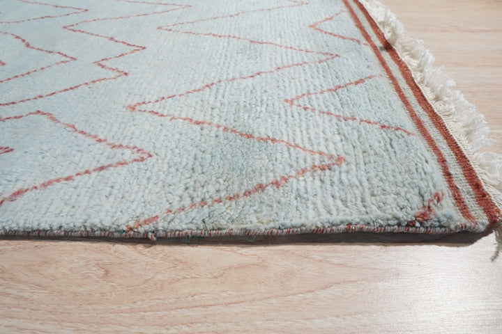 Stylish and Elegant Light Blue Transitional Contemporary Moroccan Handmade Wool Rectangle Area Rugs
