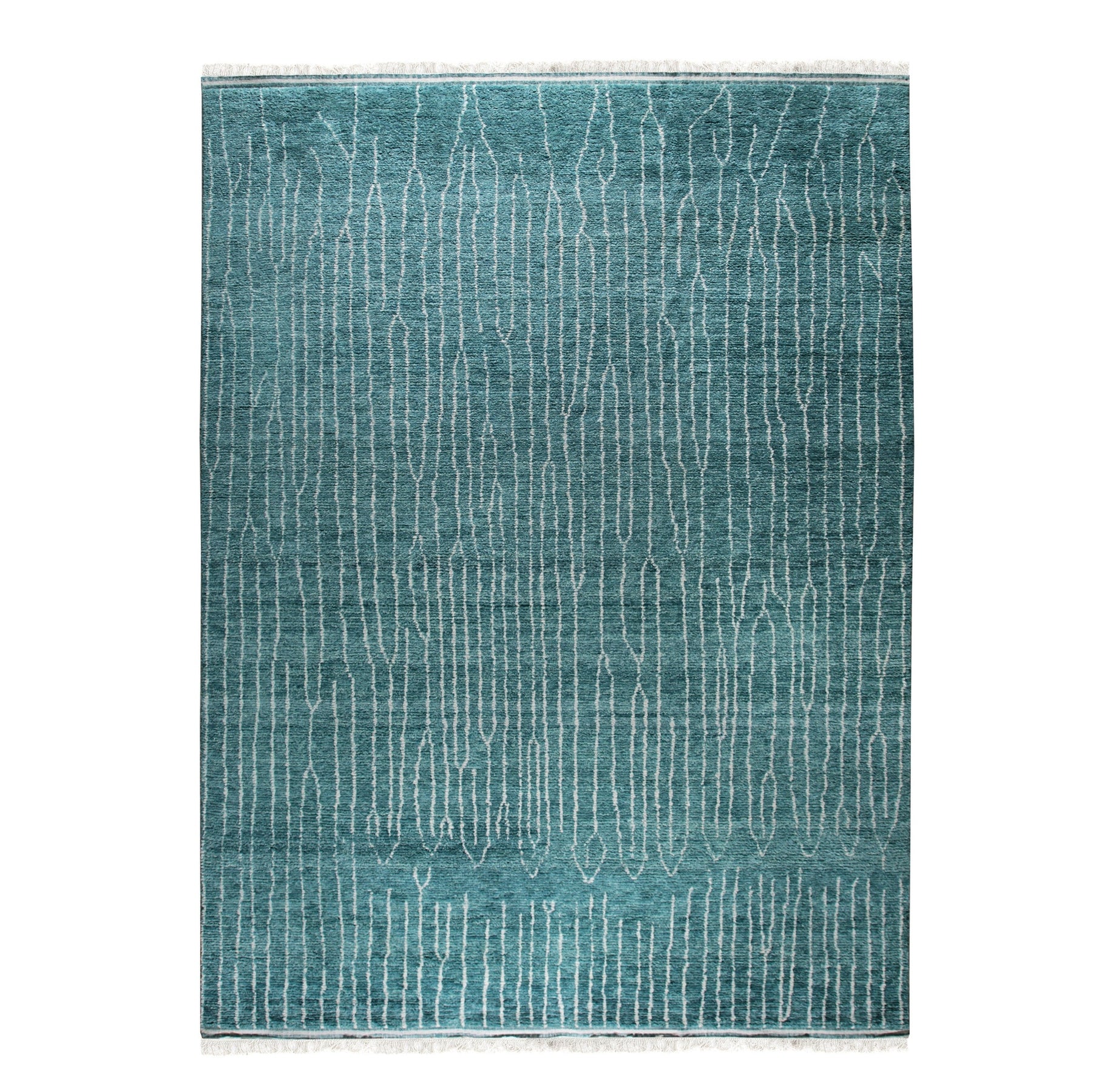 Charming Moroccan Handmade Wool Green Rug