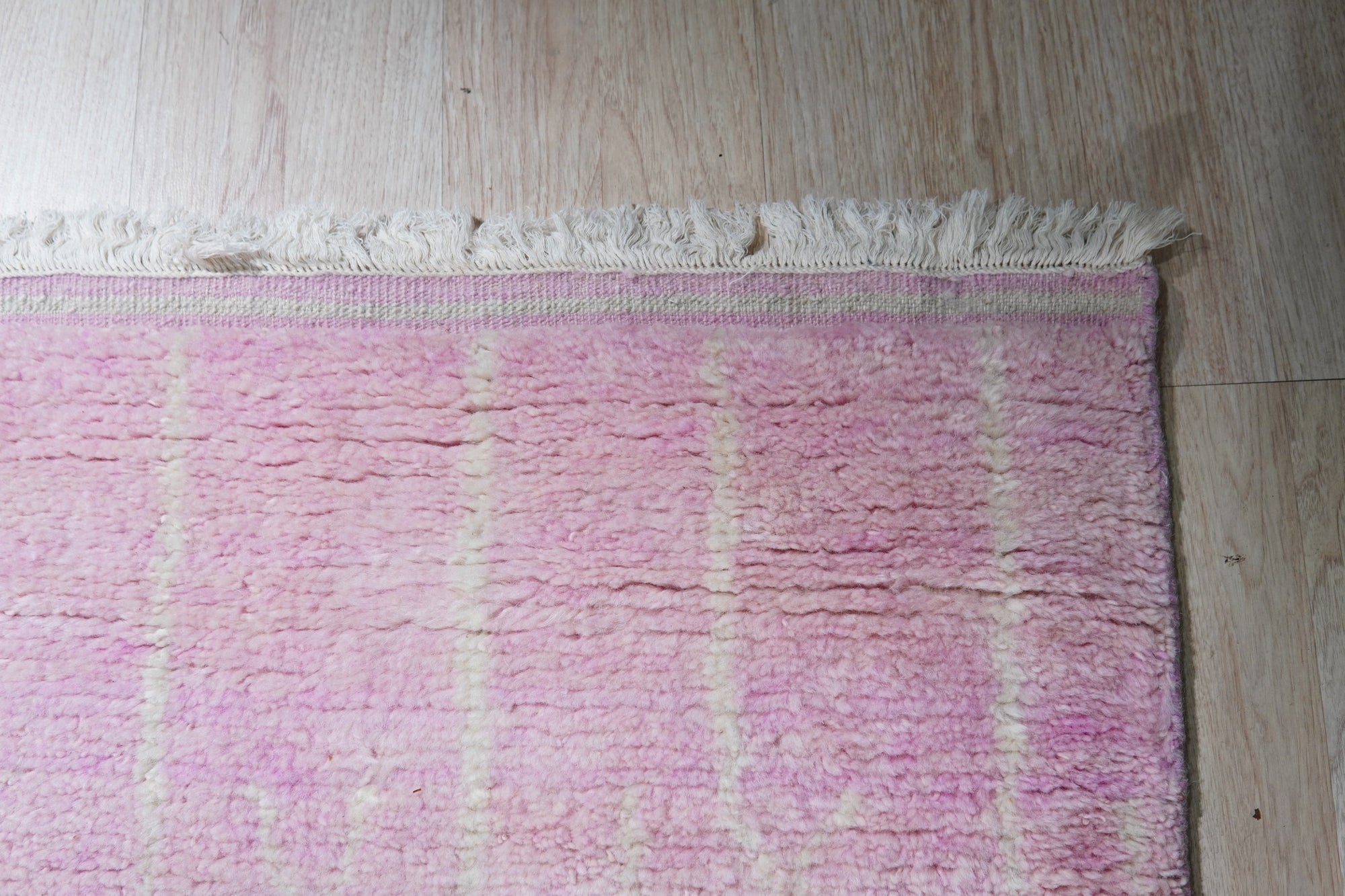 Elegant Pink Moroccan Handmade Wool Rug