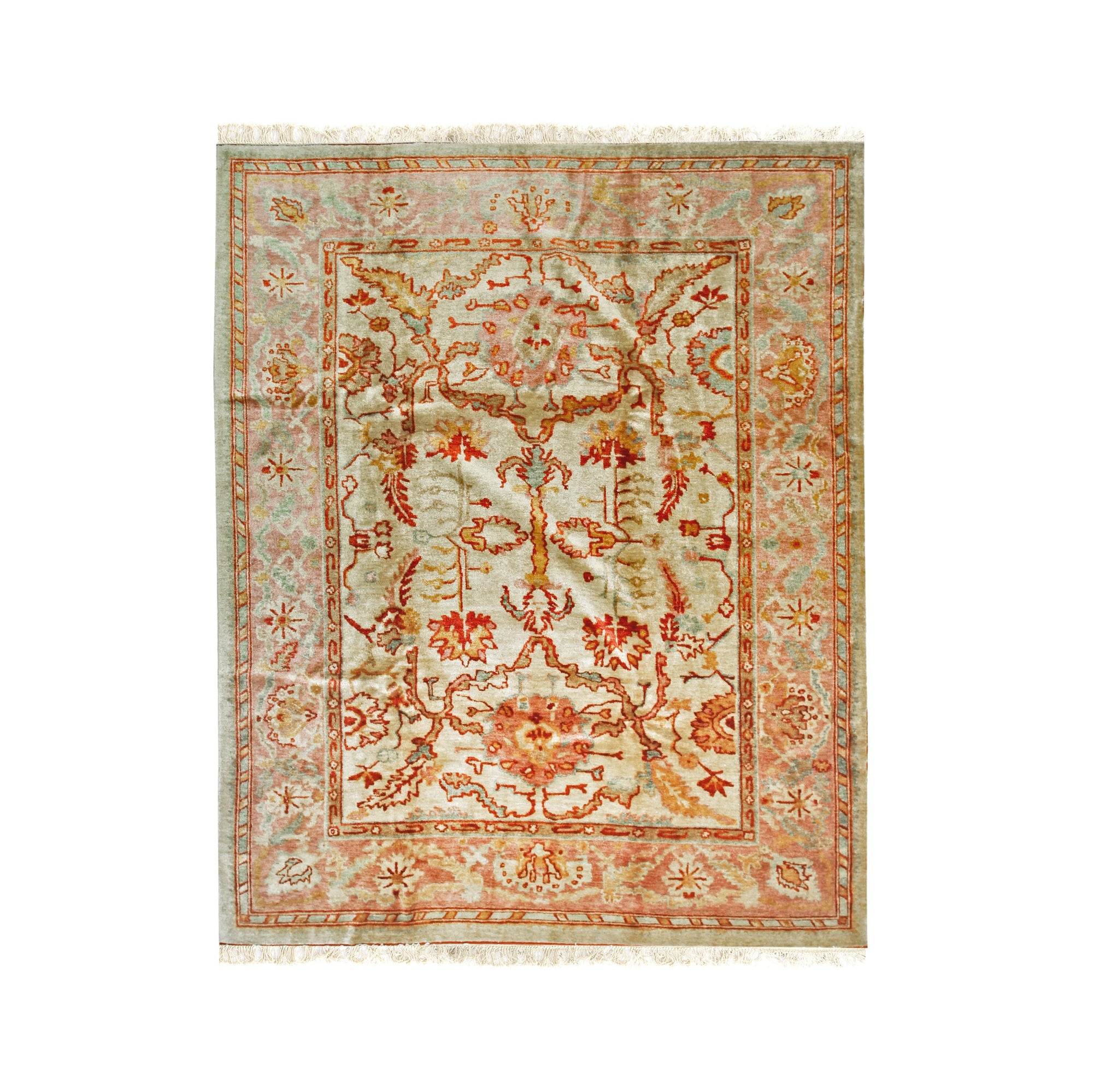 Golden Vine Oushak Hand-Knotted Mohair Rug