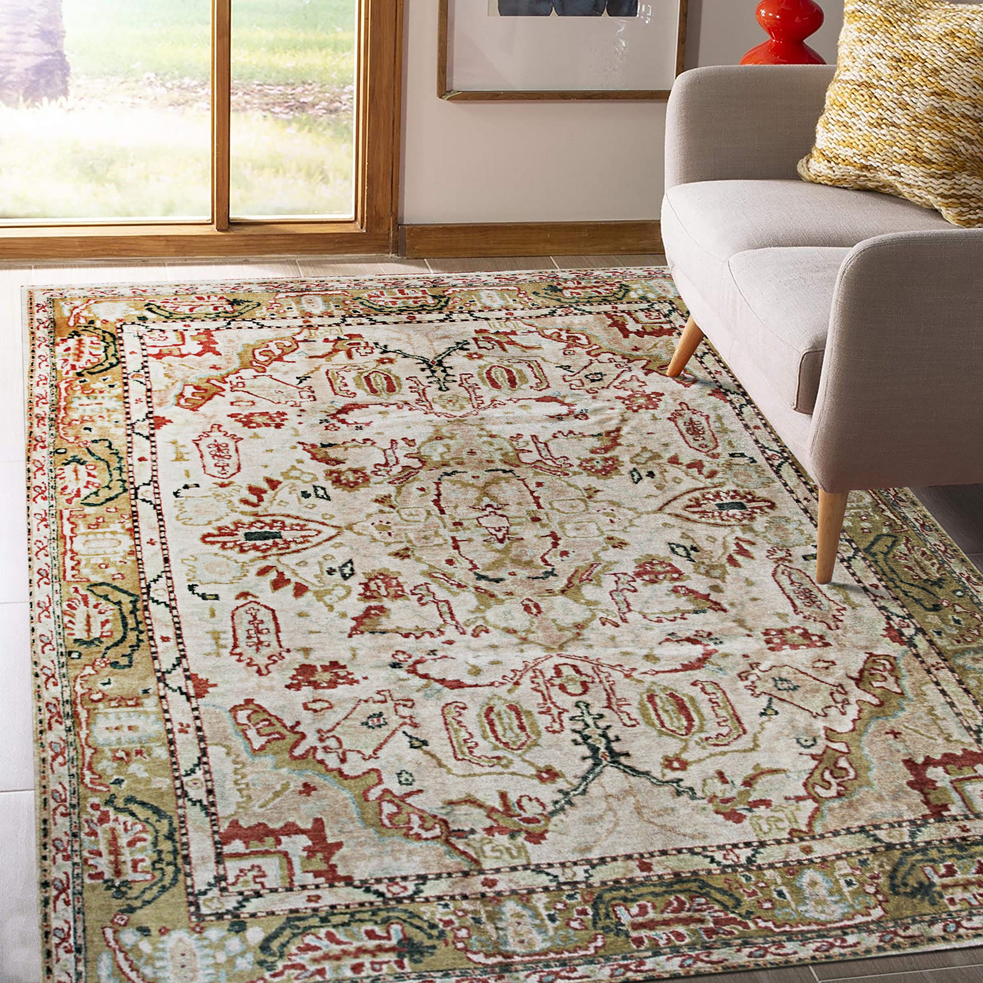 Golden Heritage Oushak Hand-Knotted Mohair Rug