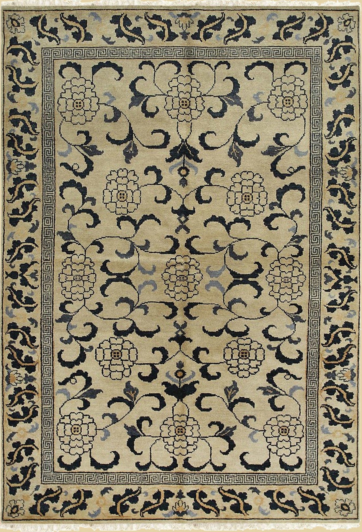 Ningxia Golden Serenity Hand-Knotted Wool Rug