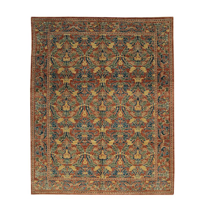 Handwoven Wool Red TransitionalÂ  Floral Spanish Style Rug