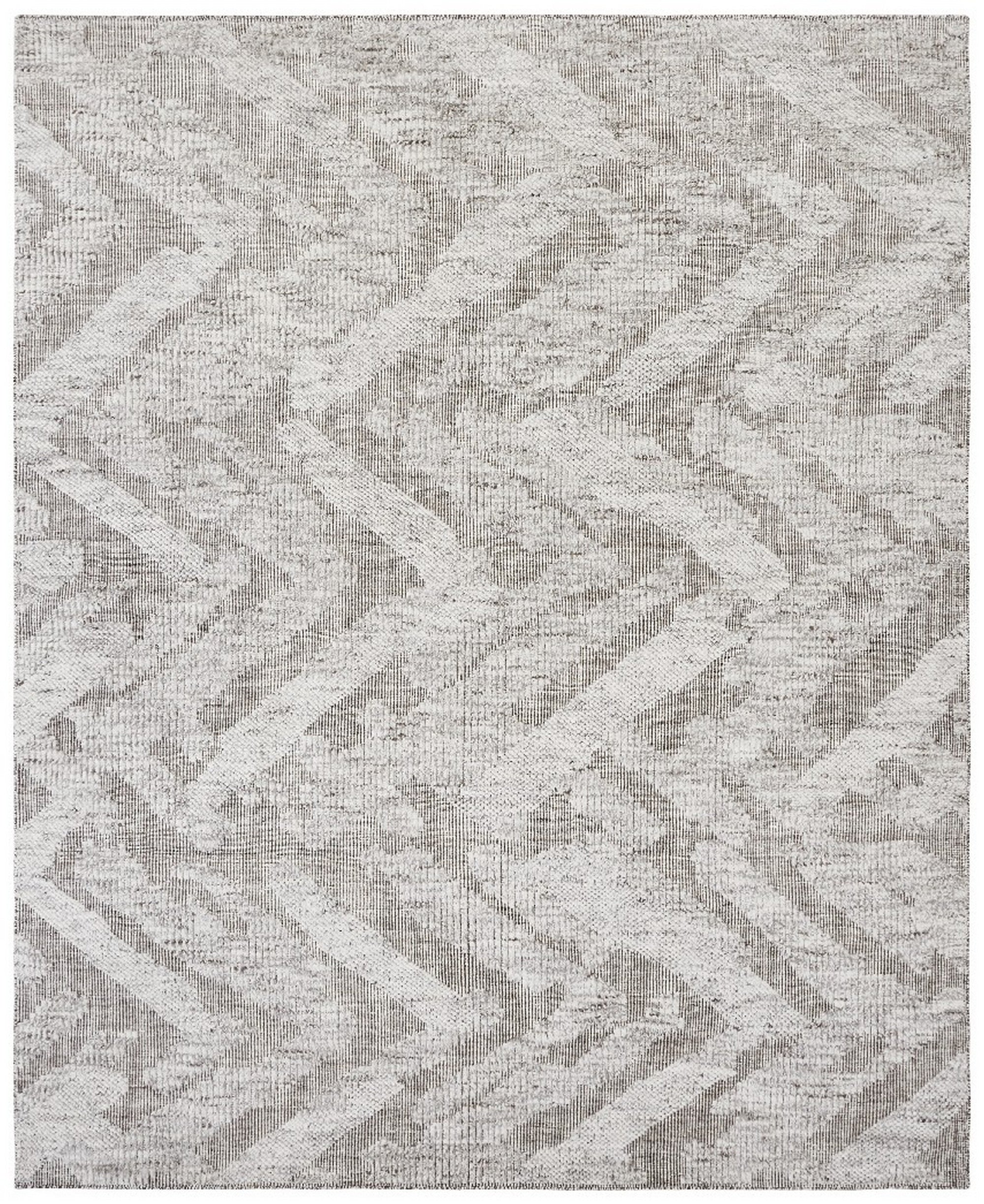 Contemporary Handmade Wool Geometric High-Low Rug