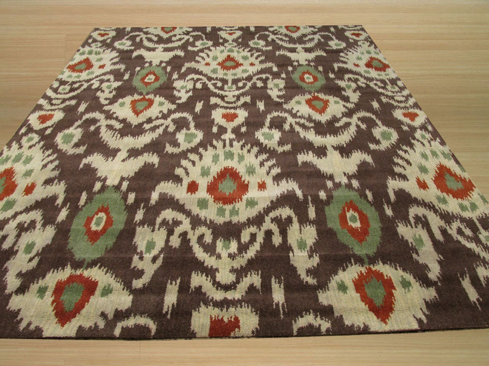 Ikat Elegance Hand-Tufted Brown Wool Rug