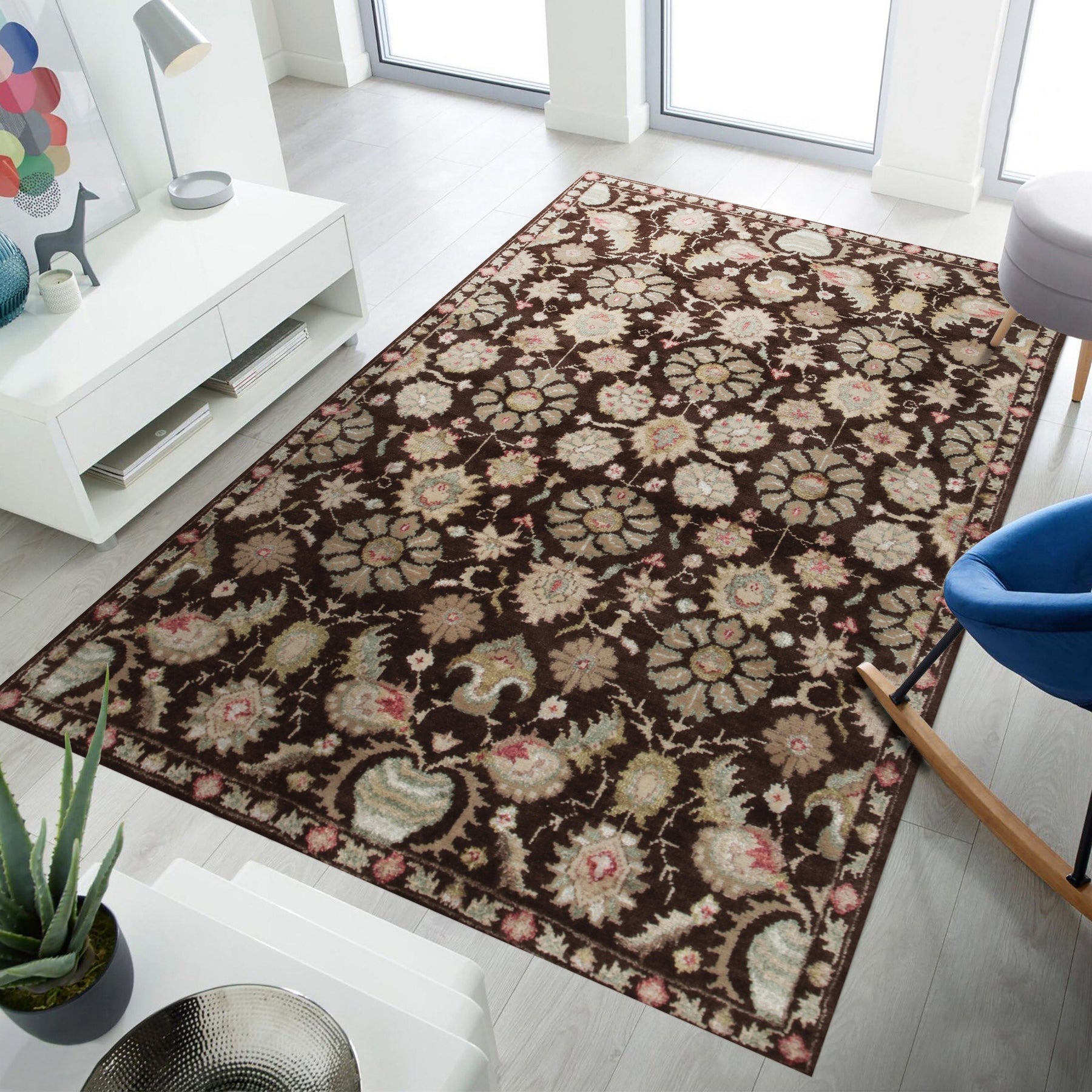 Floral Elegance Handmade Wool and Silk Rug