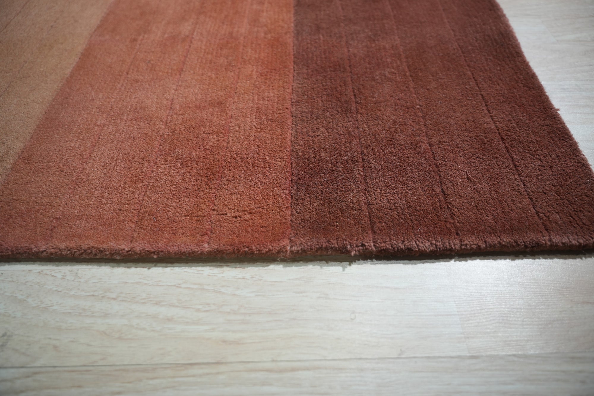 Rust Ombre Striped Hand-Tufted Wool Rug