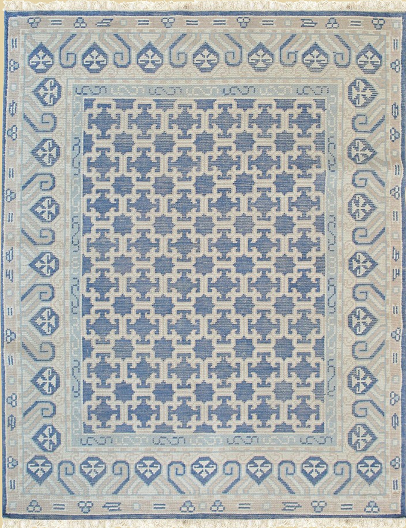 Blue Vibrant Handmade Wool Oriental Kotan Rug