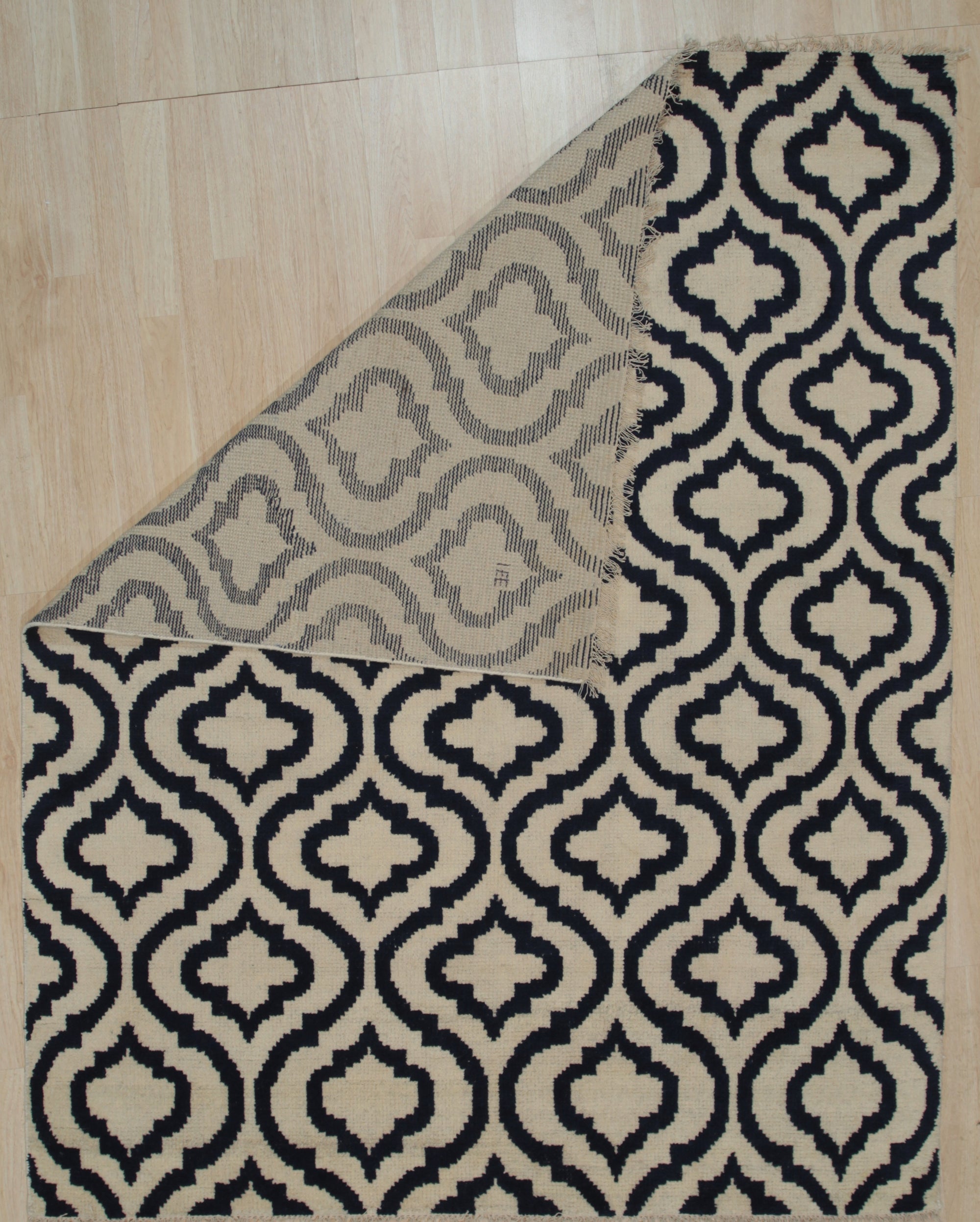 Navy Majestic Moroccan Hand-Knotted Wool Rug