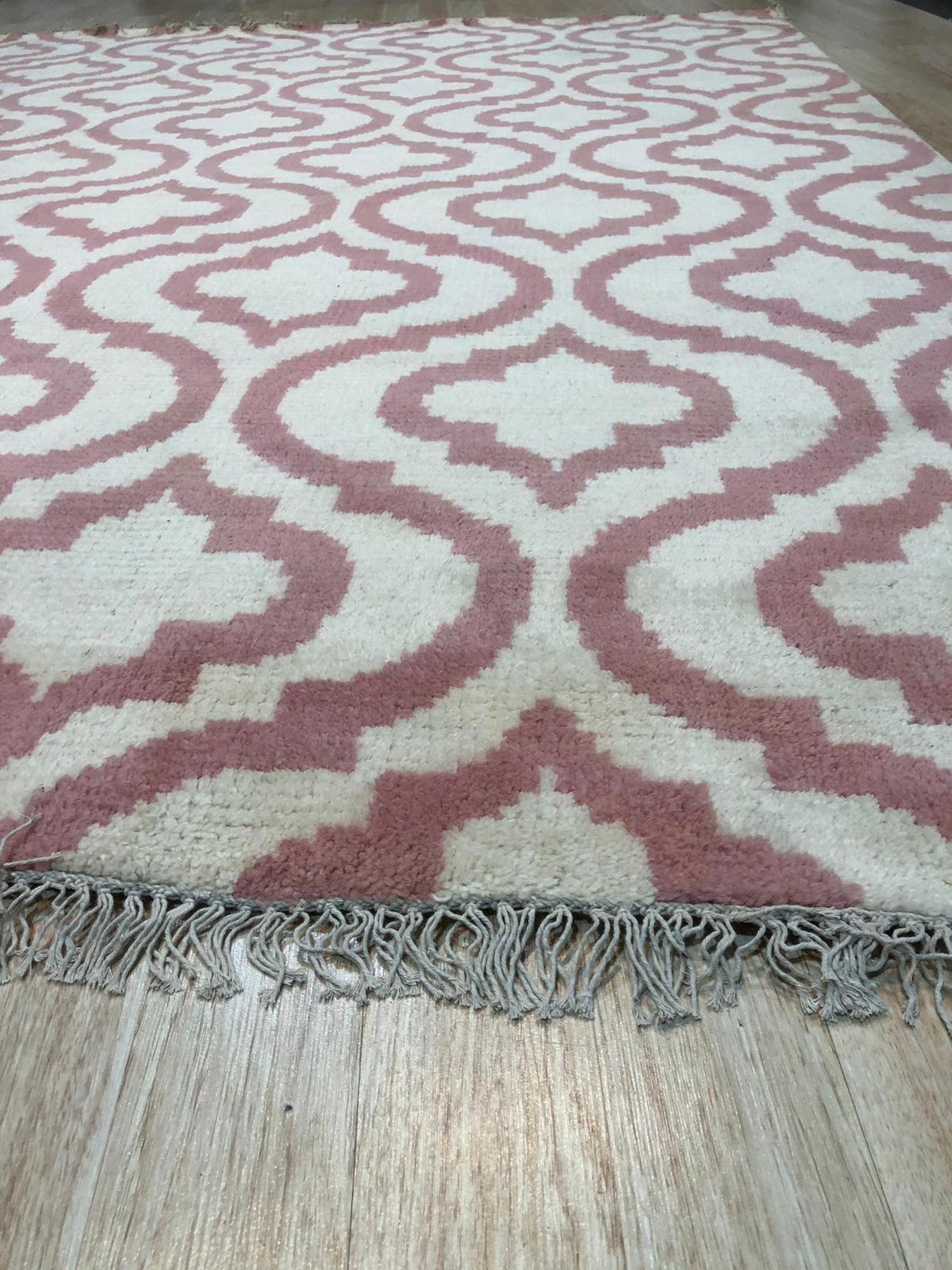 Pink Majestic Moroccan Hand-Knotted Wool Rug