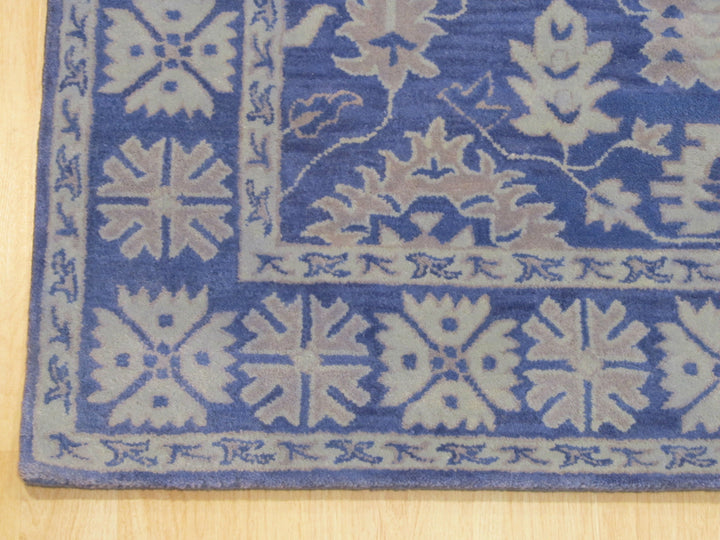 Hand-Tufted Wool Blue Traditional Oriental Overdyed Rug