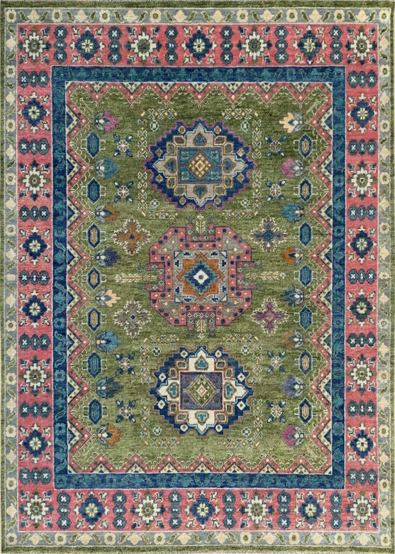 Light Green Classic Kazak Harmony Rug